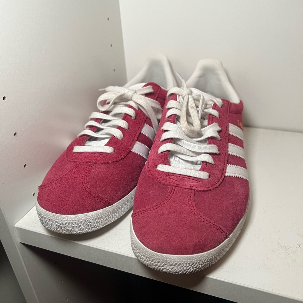 Adidas Burgundy Suede Sneakers with White Accents